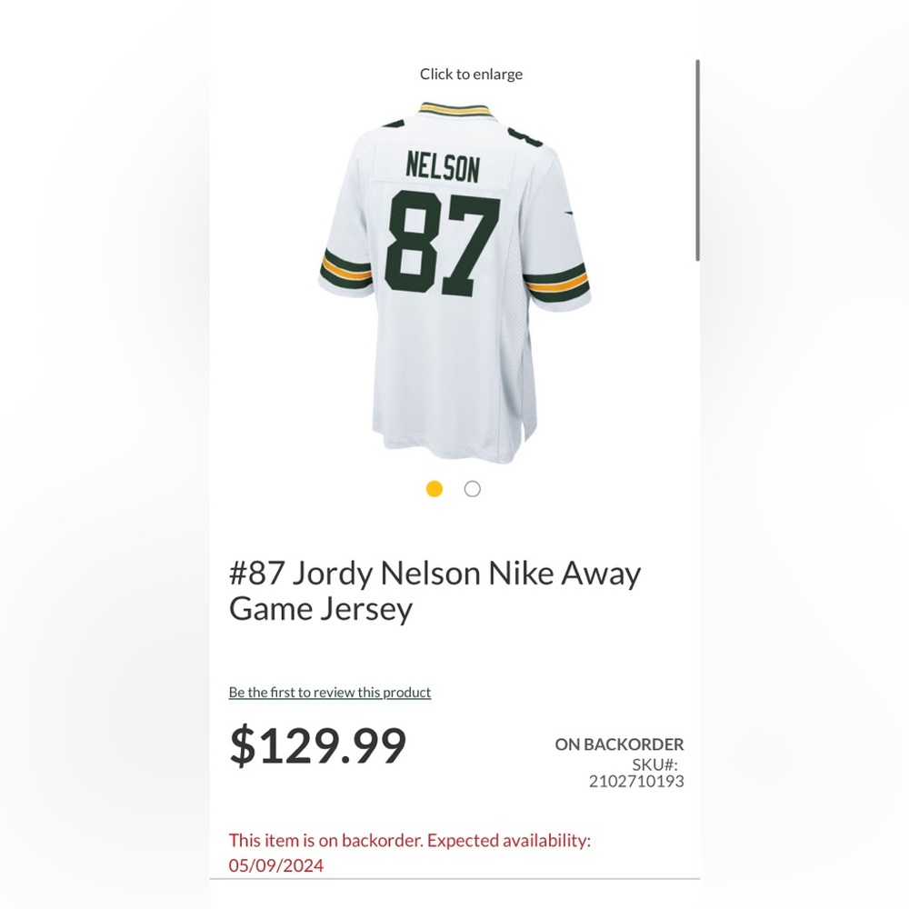 Green Bay Packers Jordy Nelson Jersey